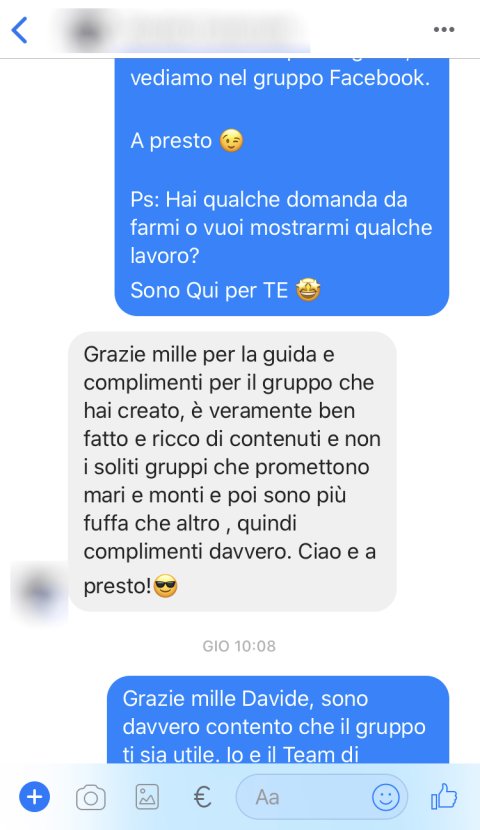 Messaggio di un membro della community Montalo, numero 1