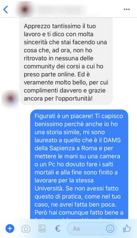 Messaggio di un membro della community Montalo, numero 2