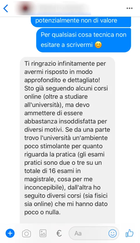 Messaggio di un membro della community Montalo, numero 9