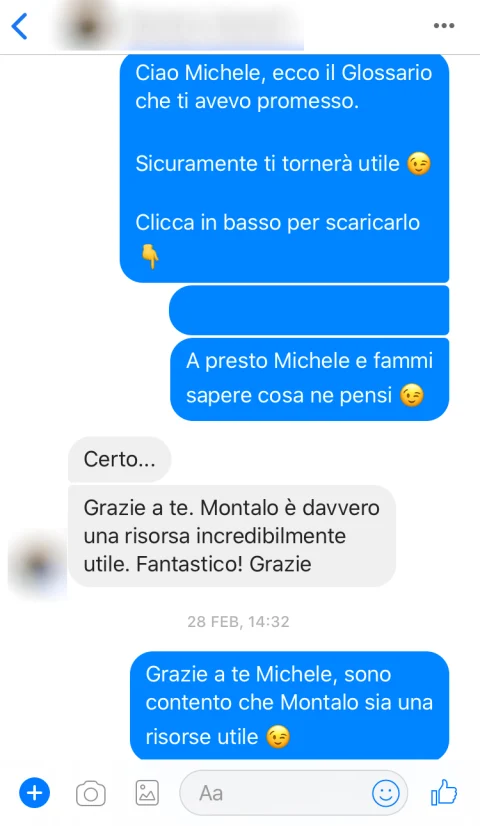 Messaggio di un membro della community Montalo, numero 5